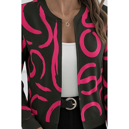 Lucky Life Kadın Uzun Kollu önden Fermuarlı Kısa şardonlu Dalgıç Ceket