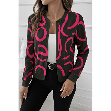 Lucky Life Kadın Uzun Kollu önden Fermuarlı Kısa şardonlu Dalgıç Ceket