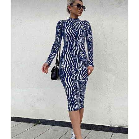 Lucky Life Kadın Uzun Kollu Mikro Midi Elbise