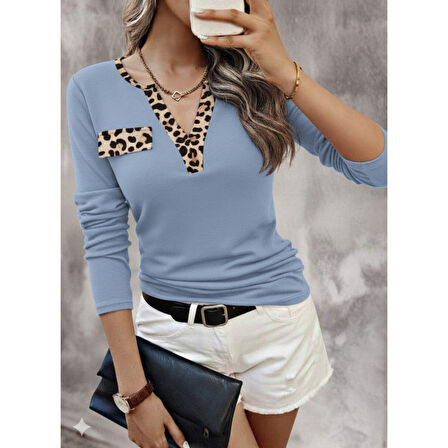 Lucky Life Kadın Uzun Kollu V Yakalı Kaşkorse Bluz