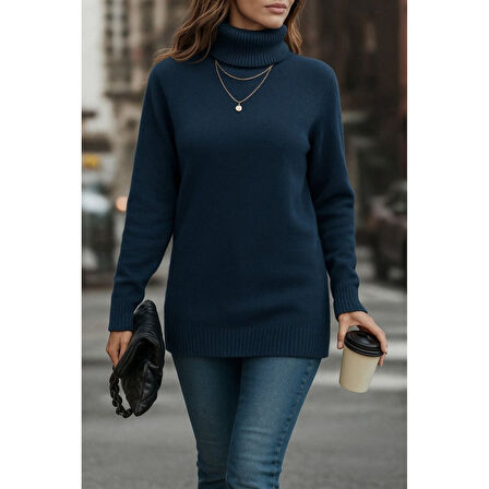 Lucky Life Kadın Uzun Kollu Balıkçı Yaka Triko Bluz