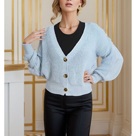 Lucky Life Düğme Detay Triko Bluz