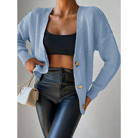 Lucky Life Düğme Detay Triko Bluz