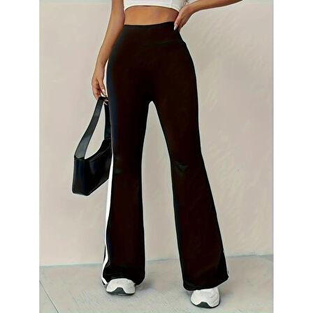 Lucky Life Kadın  Yüksek Bel İspanyol Paçalı Yanlardan şerit Detaylı Dalgıç Tayt Pantolon