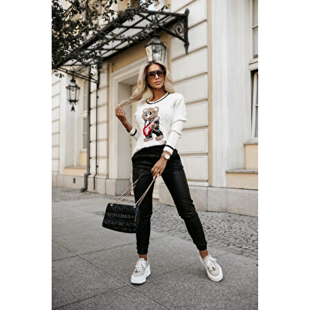 Lucky Life Kadın Yüksek Bel Lastikli Cepli Deri Pantolon