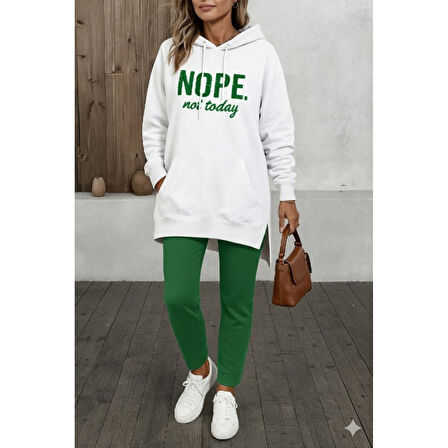 Lucky Life Kadın Uzun Kollu Kapşonlu Bağcıklı Viskon Iki Iplik Sweat