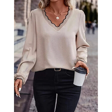 Lucky Life Kadın Uzun Kollu V Yakalı Aerobin Bluz