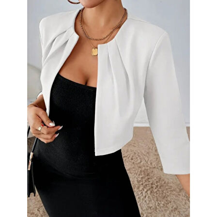 Lucky Life Lucky Life Kadın Truvakar Kol önü Açık Kısa Ithal Krep Ceket