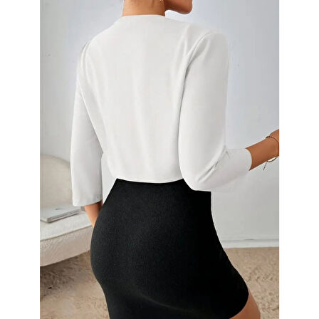 Lucky Life Lucky Life Kadın Truvakar Kol önü Açık Kısa Ithal Krep Ceket