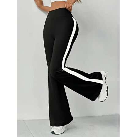 Lucky Life Kadın  Yüksek Bel İspanyol Paçalı Yanlardan şerit Detaylı Dalgıç Tayt Pantolon