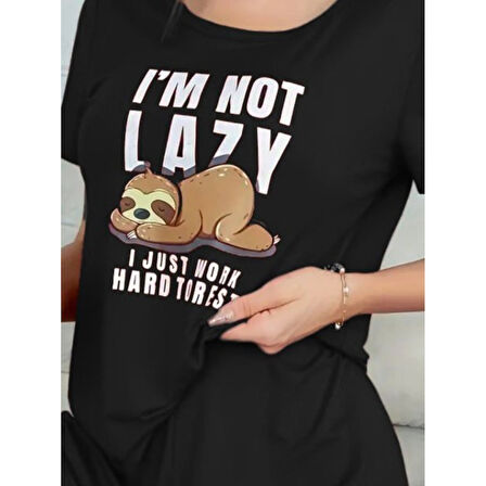 Lucky Life Kadın Kısa Kollu Bisiklet Yaka Baskılı Viskon Bluz Ve şort Ikili Takım