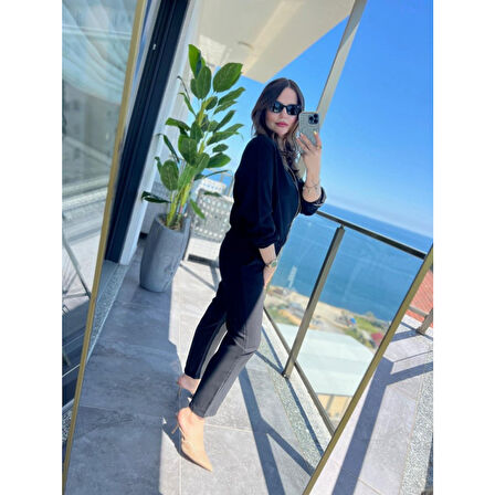 Lucky Life Kadın Uzun Kollu önden Fermuarlı Modal Ceket Ve Pantolon Ikili Takım