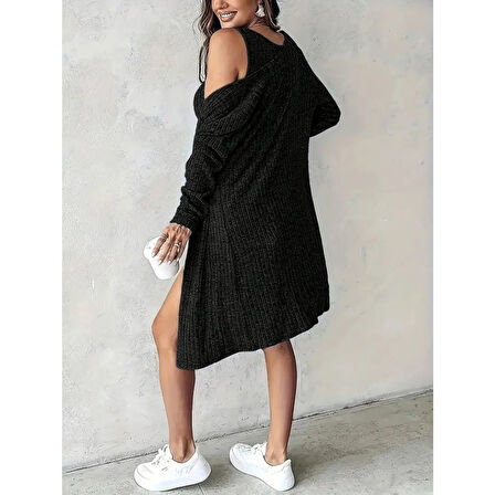 Lucky Life Kadın Askılı Yuvarlak Yakalı önü Düğmeli şardonlu Kaşkorse Mini Elbise Ve Kısa Ceket