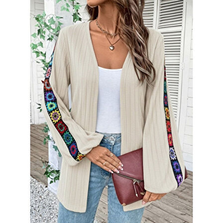 Lucky Life Kadın Uzun Kollu önü Açık şardonlu Kaşkorse Ceket