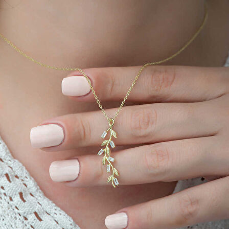 Gümüş Gold Sarmaşık Kadın Kolye