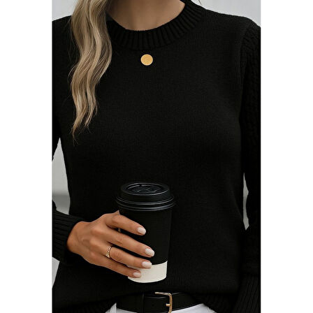 Lucky Life Kadın Uzun Kollu Bisiklet Yaka Triko Bluz