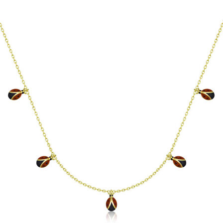 Gümüş Gold Uğur Böceği Şans Kadın Kolye