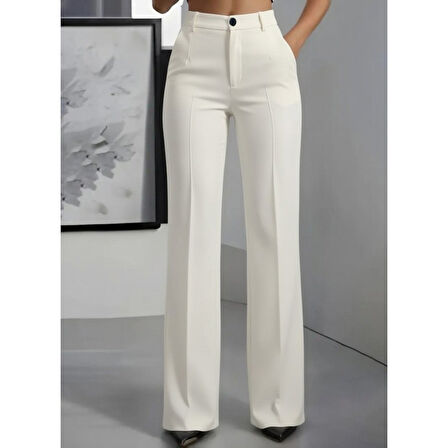 Lucky Life Kadın Yüksek Bel Cepli Ithal Krep Pantolon