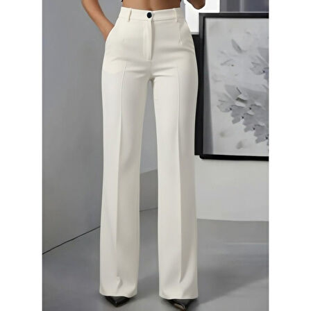 Lucky Life Kadın Yüksek Bel Cepli Ithal Krep Pantolon