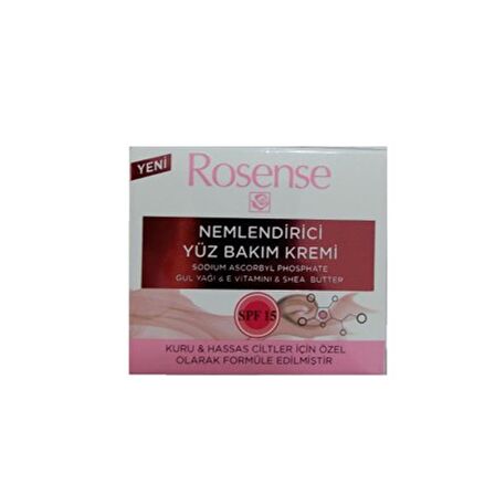 Rosense Nemlendirici Yüz Bakım Bakımı Kuru Ciltler İçin Gül Yağlı Su Bazlı Yağsız SPF15 Nemlendirici Yüz Bakım Kremi 