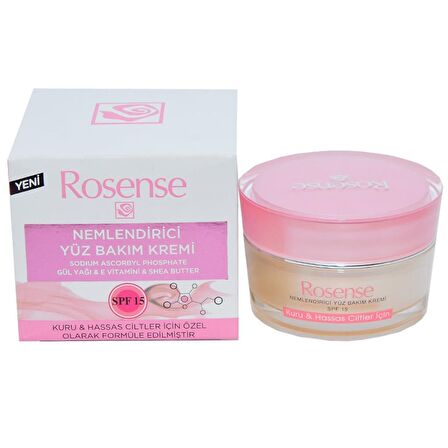 Rosense Nemlendirici Krem Hassas ve Kuru Ciltler İçin Su Bazlı Yağsız Nemlendirici Yüz Bakım Kremi 50 ml