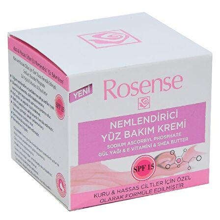 Rosense Nemlendirici Krem Hassas ve Kuru Ciltler İçin Su Bazlı Yağsız Nemlendirici Yüz Bakım Kremi 50 ml