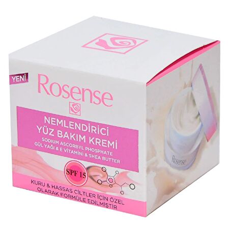 Rosense Nemlendirici Krem Hassas ve Kuru Ciltler İçin Su Bazlı Yağsız Nemlendirici Yüz Bakım Kremi 50 ml