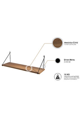 Decormet Armoni Raf Seti 1 Raflı 200*720 Ceviz