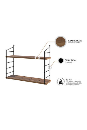 Decormet Armoni Raf Seti 2 Raflı 200*720 Ceviz