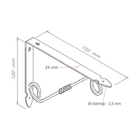 Ferforje 12 x 15 cm Dekoratif Raf Altı Raf Ayağı Konsol Siyah 