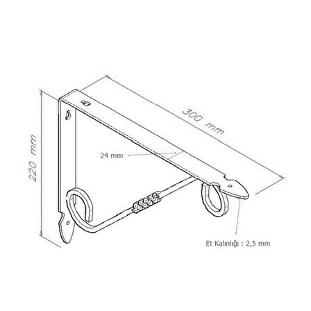 Ferforje 22 x 30 cm Dekoratif Raf Altı Raf Ayağı Konsol Siyah