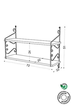 Decormet Seramoni Raf Seti 2 Raflı 200*720 Beyaz