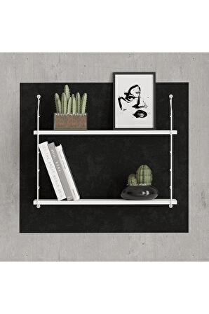 Decormet Armoni Raf Seti 2 Raflı 200*720 Metal Beyaz+Ahşap