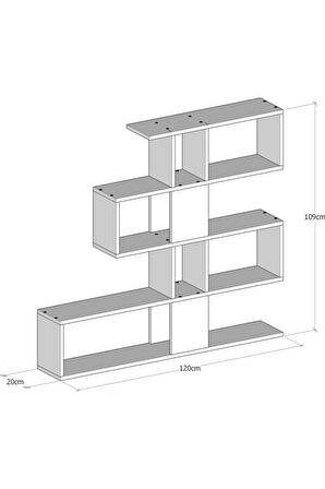 Decormet Karlin Kitaplık Beyaz/Ceviz