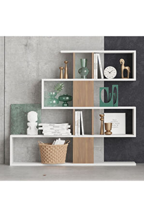 Decormet Karlin Kitaplık Beyaz/Ceviz