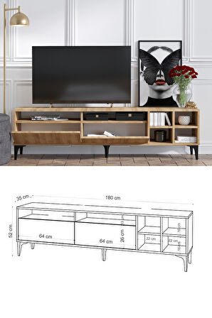 Decormet Eva Tv Sehpası Safir Meşe -Dec-20048