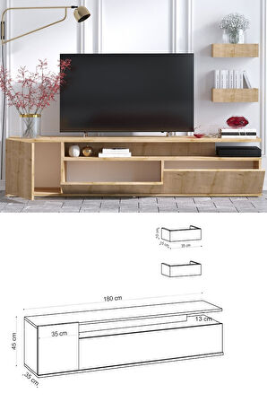 Decormet Alika Tv Ünitesi Safir Meşe -Dec-20071