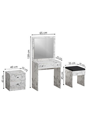 Decormet Nice Makyaj Masası Carrara Marble