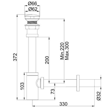 Yak Minimal Süzgeçli Sabit Kapaklı Lavabo Sifonu 102119059