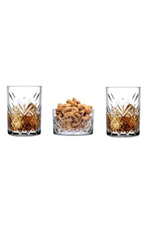 Paşabahçe 3 parça timeless viski keyfi seti - 2 viski bardağı + 1 çerezlik kase
