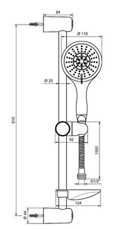 Ar Tilia Hareketli Sürgülü Duş Seti Beş Fonksiyonlu 102146052