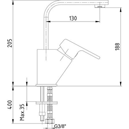 Ar Lunetta Lavabo Bataryası Mat Siyah Kuğu Borulu 103588108 