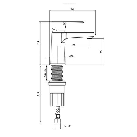 LİTE LAVABO BATARYASI 102188142 ( 5 Yıl ECA Garantili )