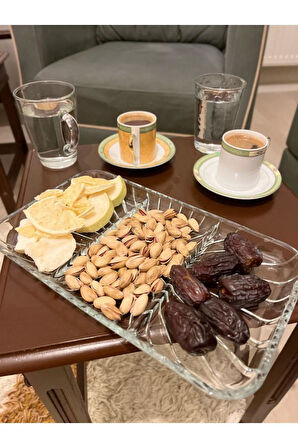 Elegant dikdörtgen bölmeli servis tabağı 1 adet.