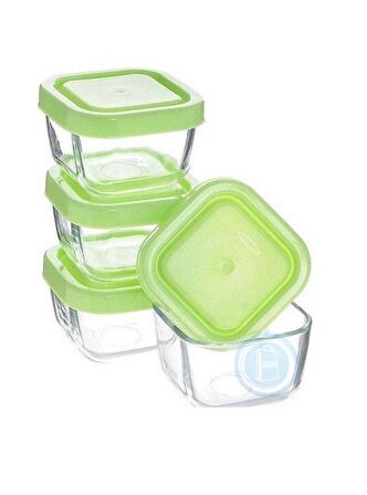 Paşabahçe 53223 snowbox 4 lü cam saklama kabı 275cc yeşil