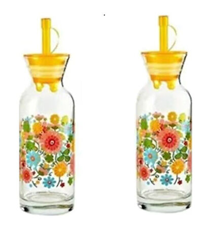 PAŞABAHÇE 43804 PLASTİK KAPAKLI RENKLİ DESENLİ YAĞLIK 2Lİ SET