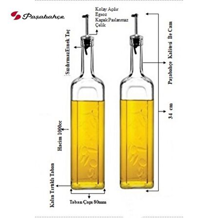 Paşabahçe 80230 Yağdanlık Yağlık Sirkelik 2'li Sosluk 1000 ML