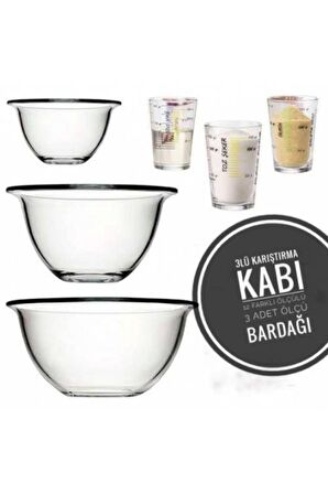 Paşabahçe arda türkmen hazırlık kasesi  4 lü hazırlık seti ölçü bardaklı