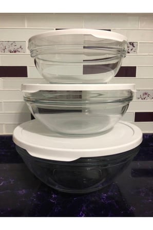 Paşabahçe Chef's 3 lü Cam Saklama Kabı Beyaz Kapaklı 97314