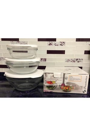 Paşabahçe Chef's 3 lü Cam Saklama Kabı Beyaz Kapaklı 97314